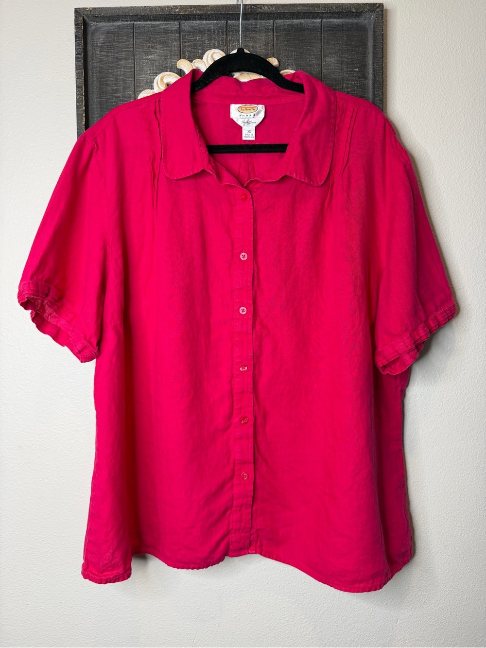 Talbots Bright Fuchsia Short-Sleeve Button-Down Shirt